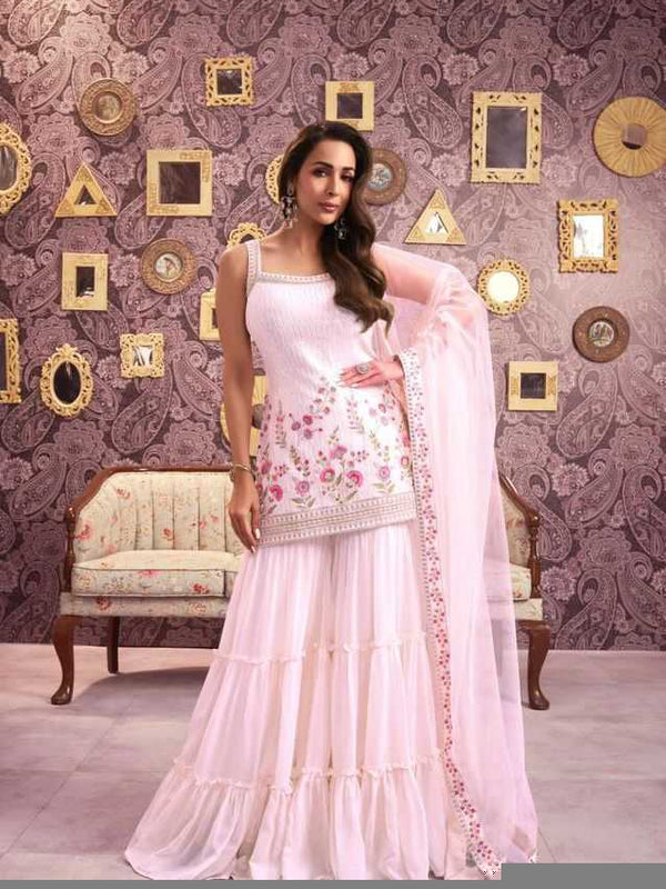 Georgette RIN197 MALAIKA ARORA-001 Suits & Dresses Wedding Collections Bollywood Collections Wholesale Georgette Suit Malaika Arora Sarees Designer Suits