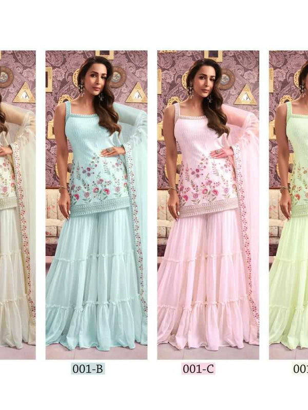 Georgette RIN197 MALAIKA ARORA-001 Suits & Dresses Wedding Collections Bollywood Collections Wholesale Georgette Suit Malaika Arora Sarees Designer Suits