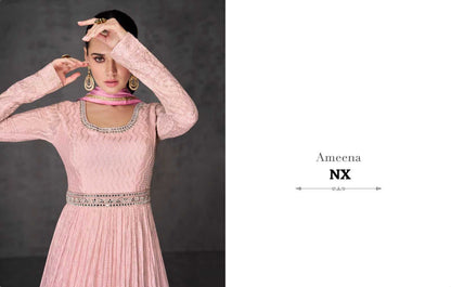 Georgette RIN197 SAYURI DESIGNER AMEENA Gowns Wholesale Printed Gowns Anarkali Gown Party Gowns Long Gowns