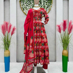 Georgette RIN206 530 Gowns Wholesale Printed Gowns Fancy Gowns Anarkali Gown