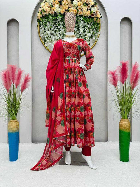 Georgette RIN206 530 Gowns Wholesale Printed Gowns Fancy Gowns Anarkali Gown