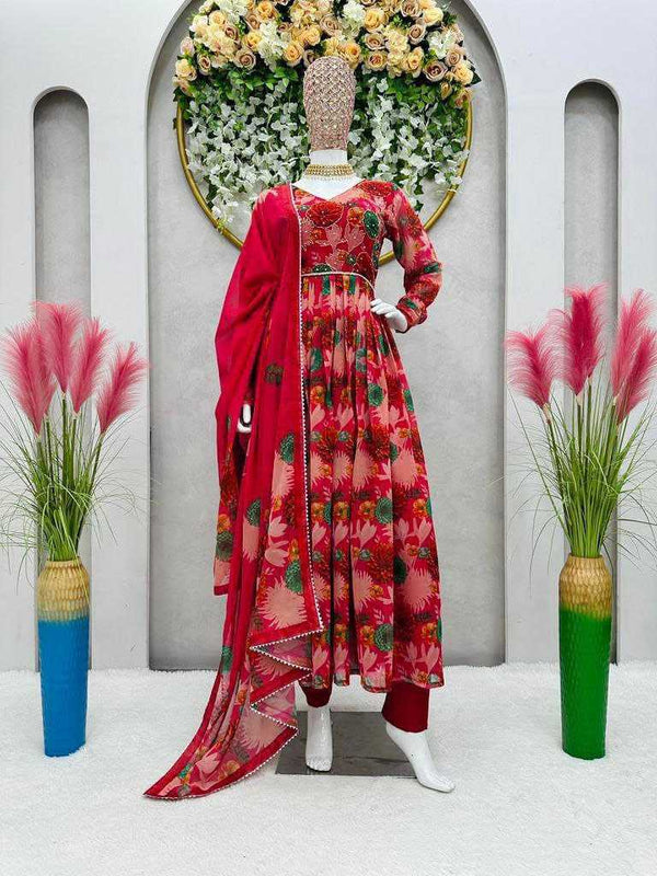 Georgette RIN206 530 Gowns Wholesale Printed Gowns Fancy Gowns Anarkali Gown