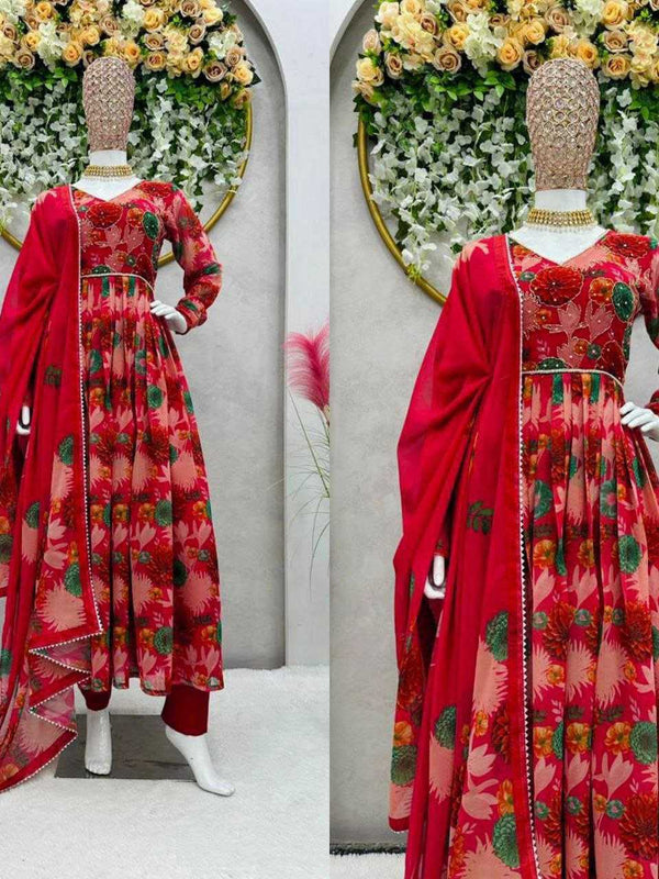 Georgette RIN206 530 Gowns Wholesale Printed Gowns Fancy Gowns Anarkali Gown