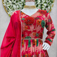 Georgette RIN206 530 Gowns Wholesale Printed Gowns Fancy Gowns Anarkali Gown