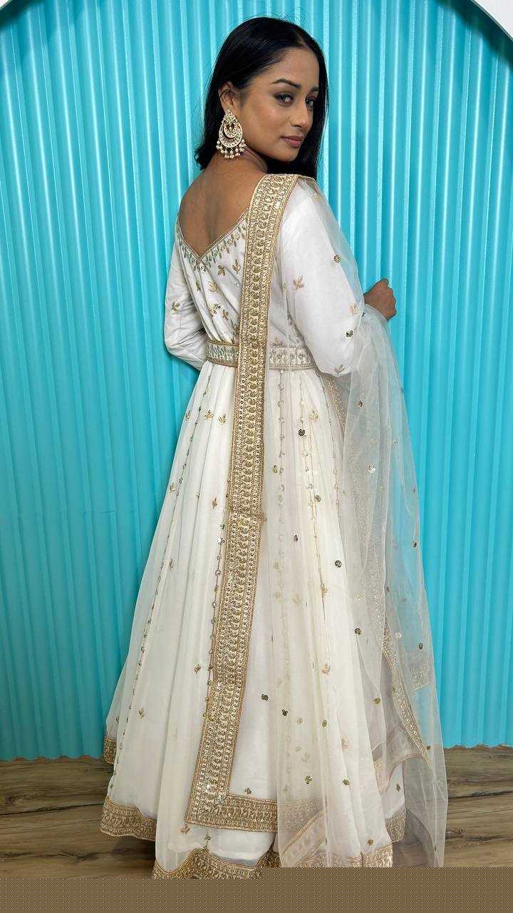 Georgette RIN213 L276 Gowns Wholesale Fancy Gowns Work Gowns Wedding Gown White Gown