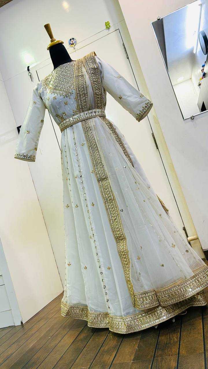 Georgette RIN213 L276 Gowns Wholesale Fancy Gowns Work Gowns Wedding Gown White Gown