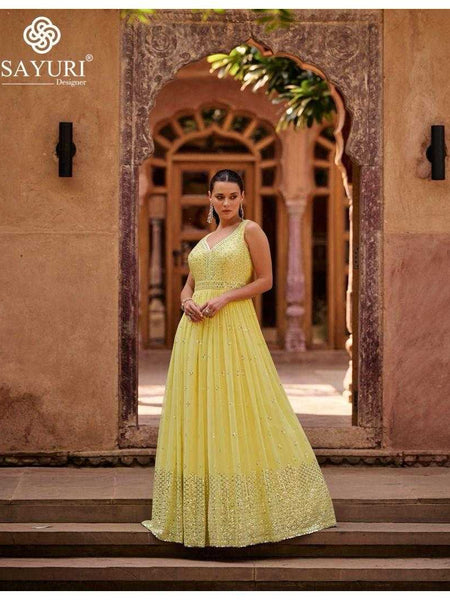 Georgette RIN219 KAVYA-5425 Gowns Wedding Collections Festive Collections Wholesale Embroidery Gowns Party Gowns Georgette Gown