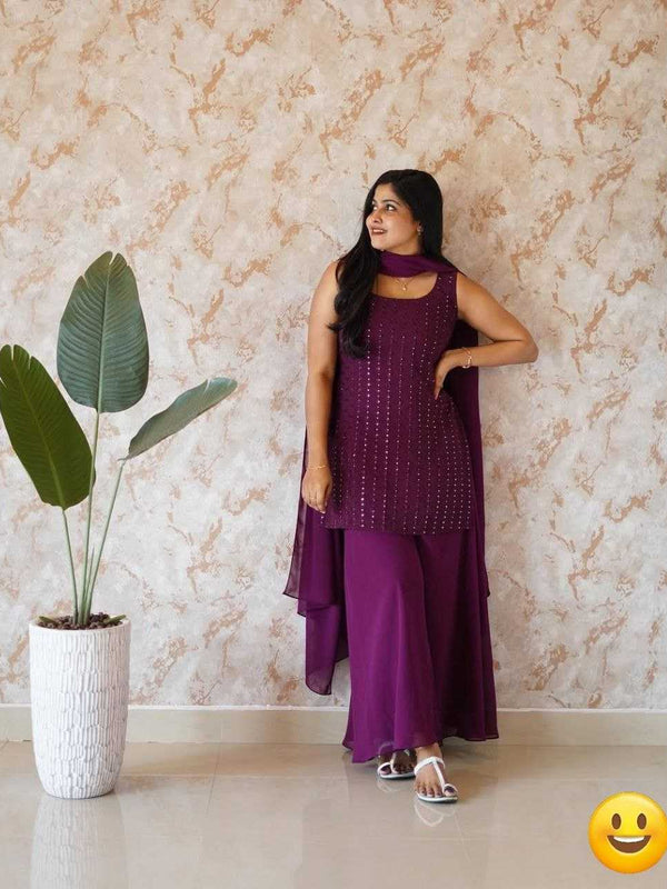 Georgette RIN226 SOFT WITH SEQUNCE Suits & Dresses Wholesale Ladies Suits Embroidery Suits Palazzo Suit Wedding guest dresses