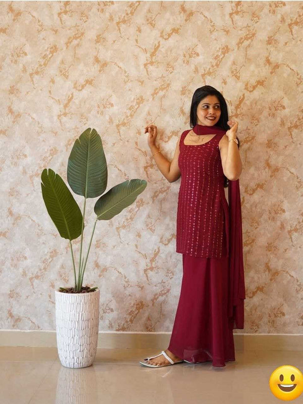 Georgette RIN226 SOFT WITH SEQUNCE Suits & Dresses Wholesale Ladies Suits Embroidery Suits Palazzo Suit Wedding guest dresses