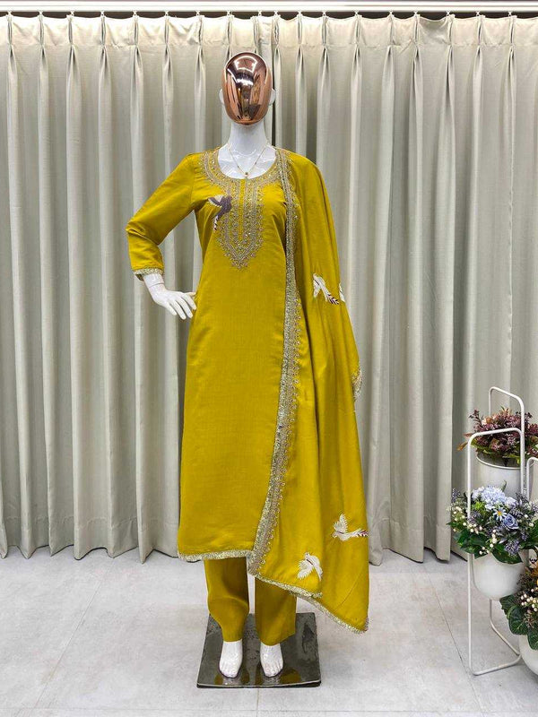 Heavy Roman Silk RIN110 351 Suits & Dresses Wholesale Ladies Suits Embroidery Suits Party wear suits