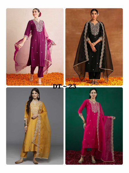 Heavy Roman Silk RIN131 DT-23 Suits & Dresses Wholesale Alia Cut Suits Designer Suits Embroidered Suits