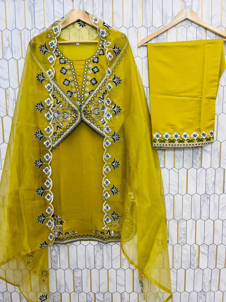 Heavy Roman Silk RIN212 7049 Suits & Dresses Wholesale Ladies Suits Embroidery Suits Palazzo Suit