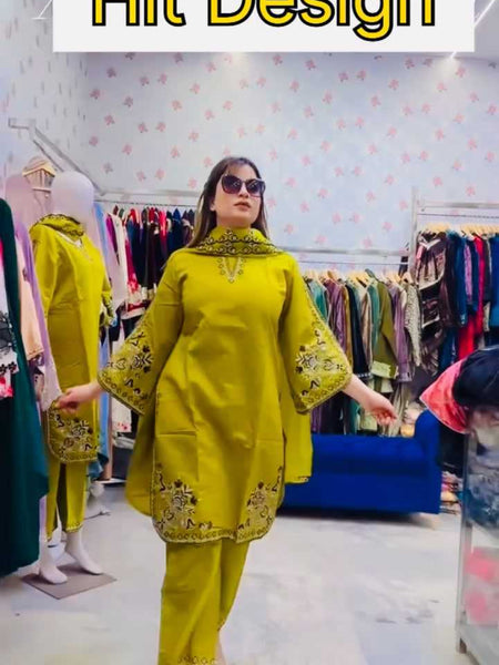 Heavy Roman Silk RIN212 7049 Suits & Dresses Wholesale Ladies Suits Embroidery Suits Palazzo Suit