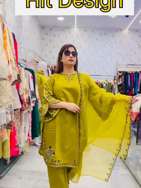 Heavy Roman Silk RIN212 7049 Suits & Dresses Wholesale Ladies Suits Embroidery Suits Palazzo Suit