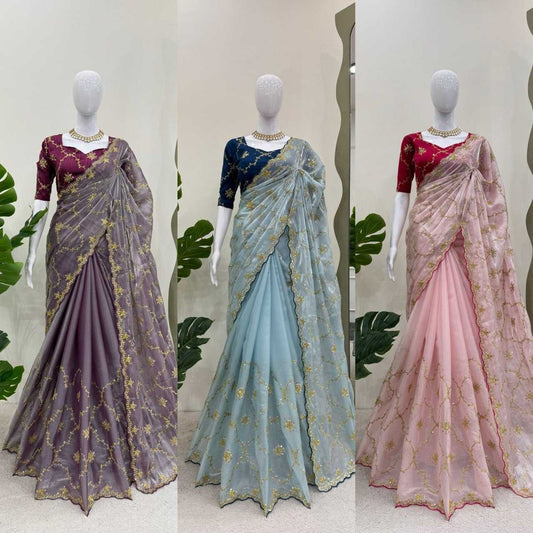 Jimmy Choo RIN133 561 Sarees Wholesale Fancy Sarees Sequence Sarees Weightless Sarees
