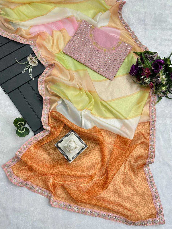 Jimmy Choo RIN215 467 Sarees Bollywood Collections Wholesale Printed Sarees Embroidered Sarees Lace Border Sarees Kiara Advani Sarees