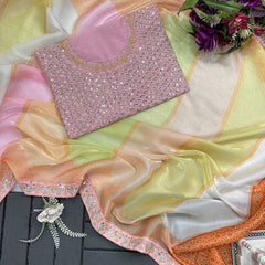 Jimmy Choo RIN215 467 Sarees Bollywood Collections Wholesale Printed Sarees Embroidered Sarees Lace Border Sarees Kiara Advani Sarees