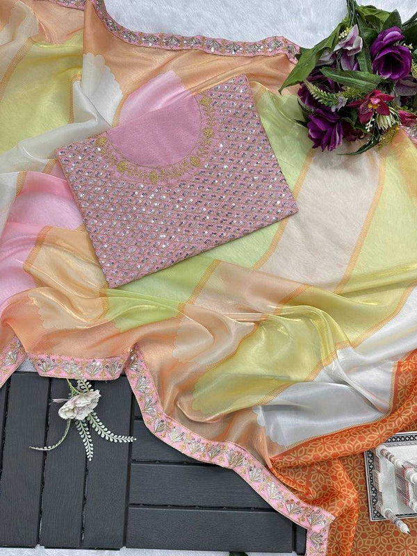 Jimmy Choo RIN215 467 Sarees Bollywood Collections Wholesale Printed Sarees Embroidered Sarees Lace Border Sarees Kiara Advani Sarees