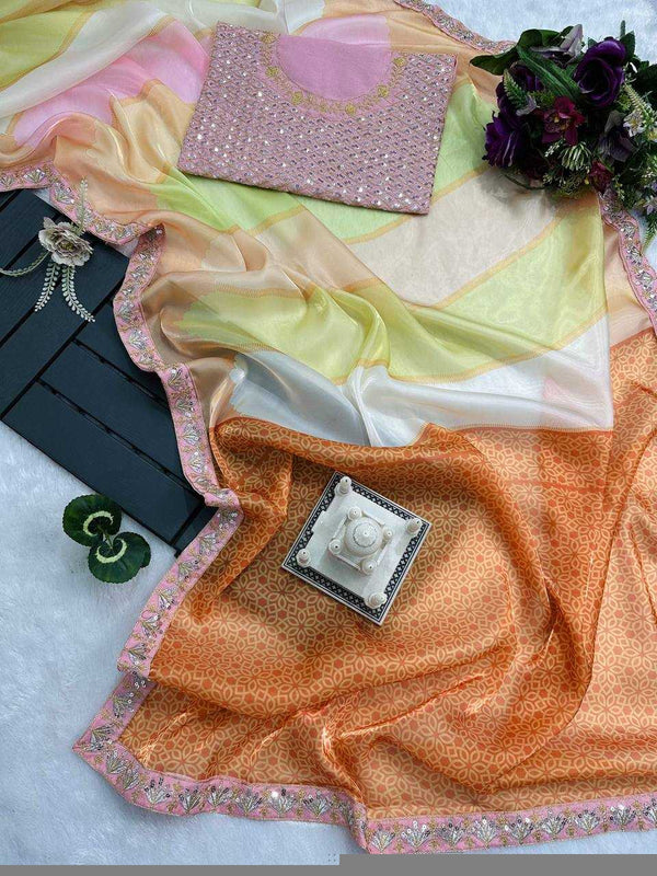 Jimmy Choo RIN215 467 Sarees Bollywood Collections Wholesale Printed Sarees Embroidered Sarees Lace Border Sarees Kiara Advani Sarees