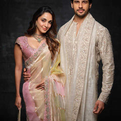 Jimmy Choo RIN215 467 Sarees Bollywood Collections Wholesale Printed Sarees Embroidered Sarees Lace Border Sarees Kiara Advani Sarees