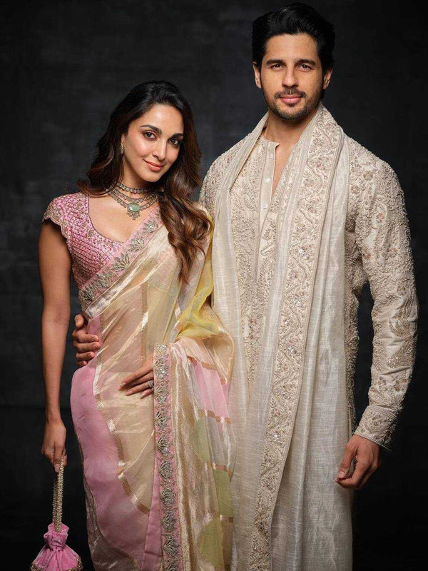 Jimmy Choo RIN215 467 Sarees Bollywood Collections Wholesale Printed Sarees Embroidered Sarees Lace Border Sarees Kiara Advani Sarees