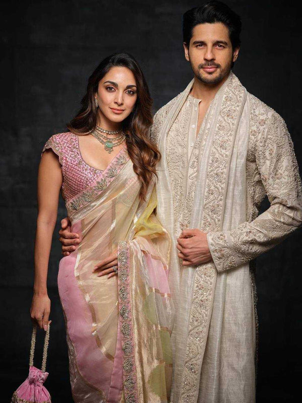 Jimmy Choo RIN215 467 Sarees Bollywood Collections Wholesale Printed Sarees Embroidered Sarees Lace Border Sarees Kiara Advani Sarees