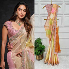 Jimmy Choo RIN215 467 Sarees Bollywood Collections Wholesale Printed Sarees Embroidered Sarees Lace Border Sarees Kiara Advani Sarees