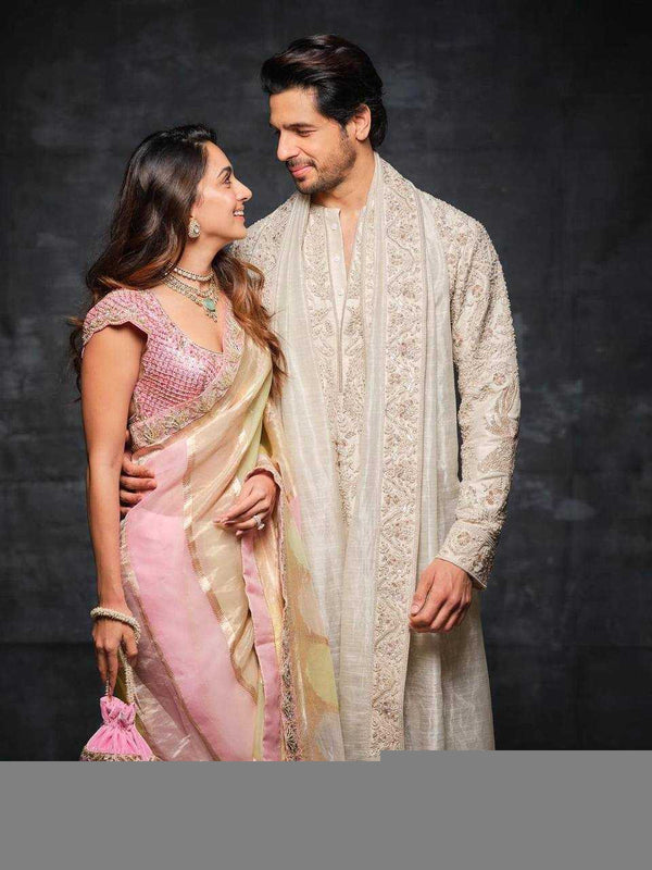 Jimmy Choo RIN215 467 Sarees Bollywood Collections Wholesale Printed Sarees Embroidered Sarees Lace Border Sarees Kiara Advani Sarees