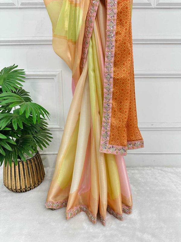 Jimmy Choo RIN215 467 Sarees Bollywood Collections Wholesale Printed Sarees Embroidered Sarees Lace Border Sarees Kiara Advani Sarees