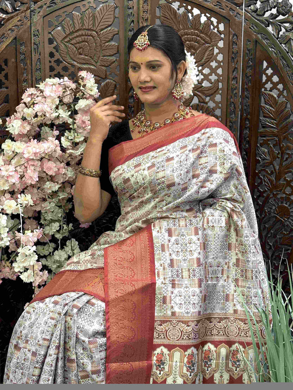 Kanjivaram Silk RIN145 RADHIKA Silk Sarees Wholesale Dola Silk Sarees Kanjeevaram Sarees Printed Silk Saree