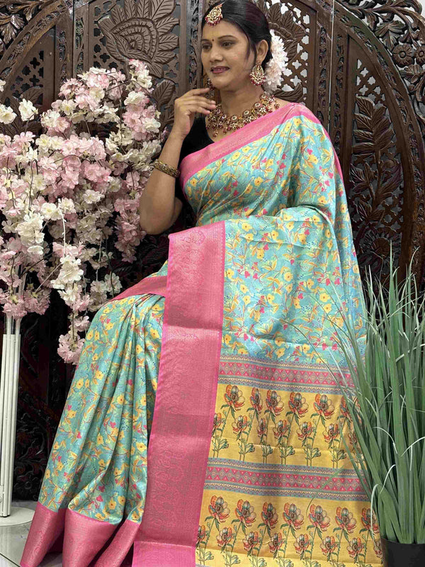 Kanjivaram Silk RIN145 RADHIKA Silk Sarees Wholesale Dola Silk Sarees Kanjeevaram Sarees Printed Silk Saree