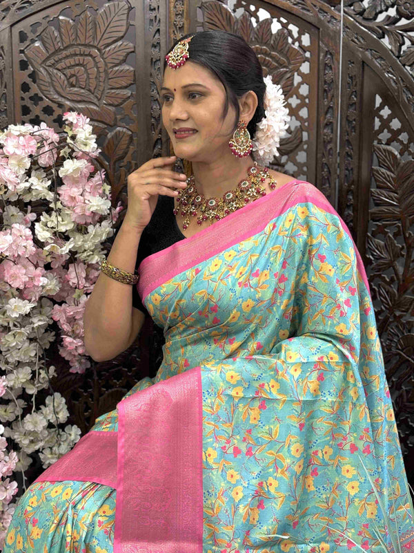 Kanjivaram Silk RIN145 RADHIKA Silk Sarees Wholesale Dola Silk Sarees Kanjeevaram Sarees Printed Silk Saree