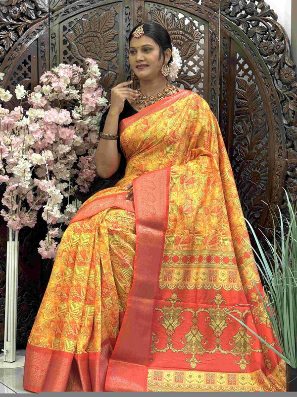 Kanjivaram Silk RIN145 RADHIKA Silk Sarees Wholesale Dola Silk Sarees Kanjeevaram Sarees Printed Silk Saree