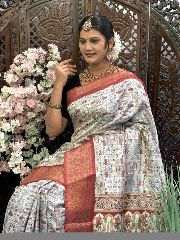 Kanjivaram Silk RIN145 RADHIKA Silk Sarees Wholesale Dola Silk Sarees Kanjeevaram Sarees Printed Silk Saree