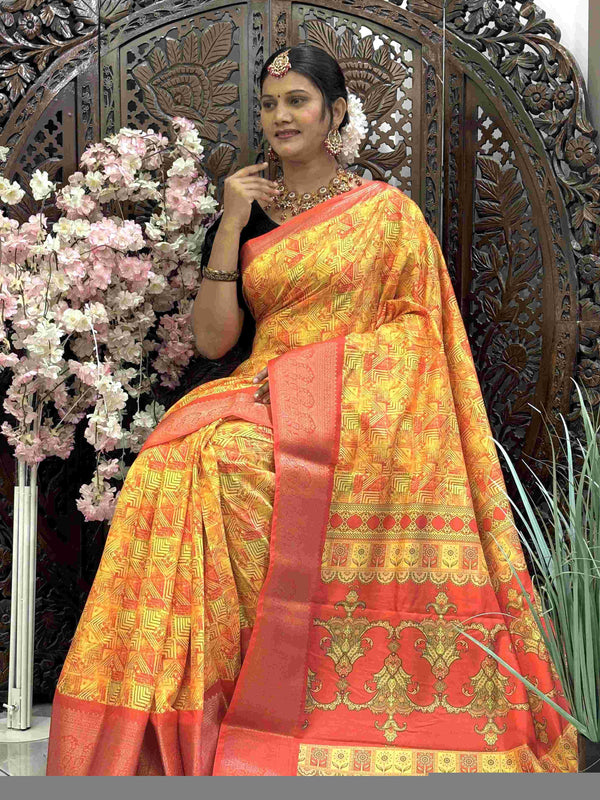 Kanjivaram Silk RIN145 RADHIKA Silk Sarees Wholesale Dola Silk Sarees Kanjeevaram Sarees Printed Silk Saree