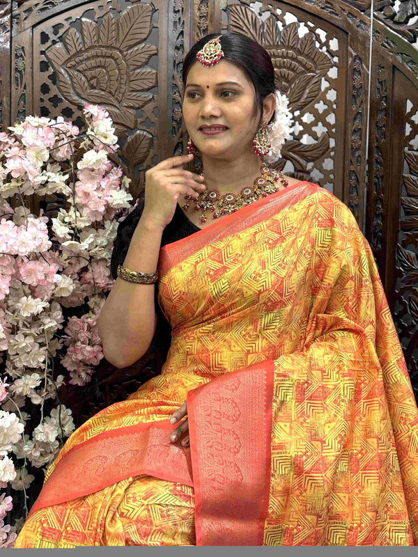 Kanjivaram Silk RIN145 RADHIKA Silk Sarees Wholesale Dola Silk Sarees Kanjeevaram Sarees Printed Silk Saree