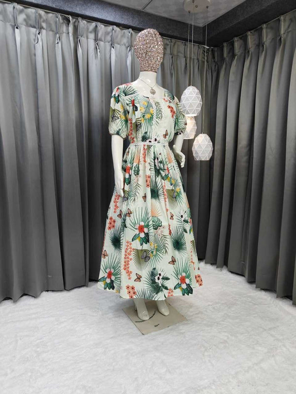 Muslin Cotton RIN207 3044 Gowns Wholesale Printed Gowns Fancy Gowns Party Gowns