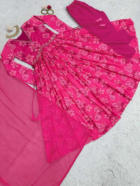 MUSLIN RIN133 1390 SUITS & DRESSES WHOLESALE ALIA CUT PRINTED GEORGETTE ANARKALI PARTY WEAR SUITS