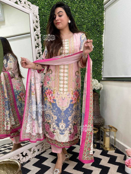 Muslin Silk KESH495 Handwork Suits & Dresses Wholesale Ladies Suits Palazzo Suit Handwork Suits