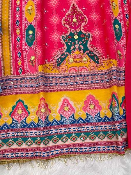 Muslin Silk RIN129 027 Suits & Dresses Wholesale Ladies Suits Kashmiri Suits Palazzo Suit Handwork Suits