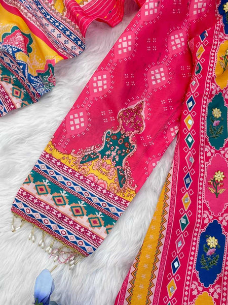 Muslin Silk RIN129 027 Suits & Dresses Wholesale Ladies Suits Kashmiri Suits Palazzo Suit Handwork Suits