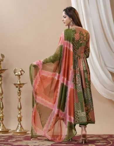 Muslin Silk RIN222 1066 Suits & Dresses Gowns Festive Collections Wholesale Printed Gowns Designer Suits Silk Gowns