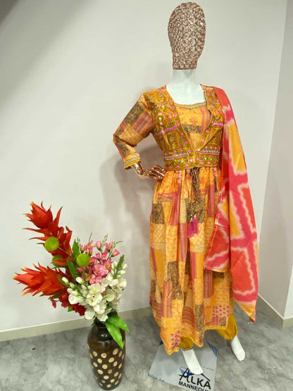 Muslin Silk RIN222 1066 Suits & Dresses Gowns Festive Collections Wholesale Printed Gowns Designer Suits Silk Gowns