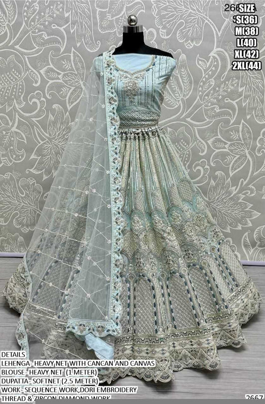 Net RIN197 2667 Presenting Party Wear STICHED Lehengas Wholesale Designer Lehenga Bridal Lehenga Net Lehenga Choli Mirror Work Lehenga