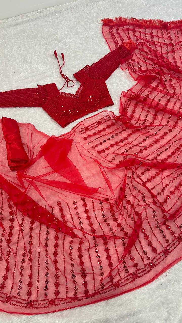 Net RIN213 L320 Sarees Wholesale Party Wear Sarees Fancy Sarees Sequence Sarees Net Sarees Red Sarees