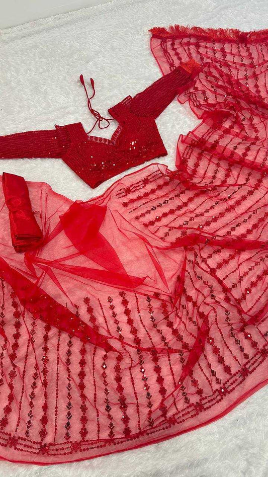 Net RIN213 L320 Sarees Wholesale Party Wear Sarees Fancy Sarees Sequence Sarees Net Sarees Red Sarees