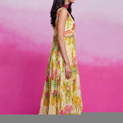 Organza RIN197 New Printed Gown Gowns Wholesale Printed Gowns Fancy Gowns Off-Shoulder Gowns