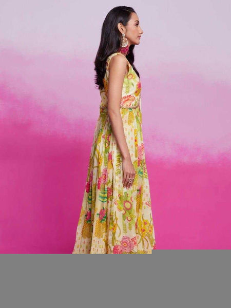 Organza RIN197 New Printed Gown Gowns Wholesale Printed Gowns Fancy Gowns Off-Shoulder Gowns