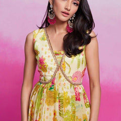 Organza RIN197 New Printed Gown Gowns Wholesale Printed Gowns Fancy Gowns Off-Shoulder Gowns