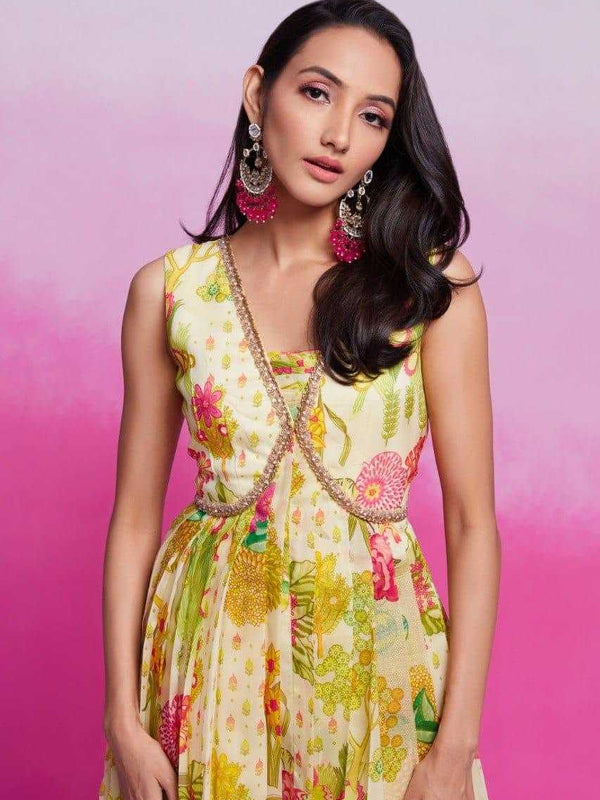 Organza RIN197 New Printed Gown Gowns Wholesale Printed Gowns Fancy Gowns Off-Shoulder Gowns